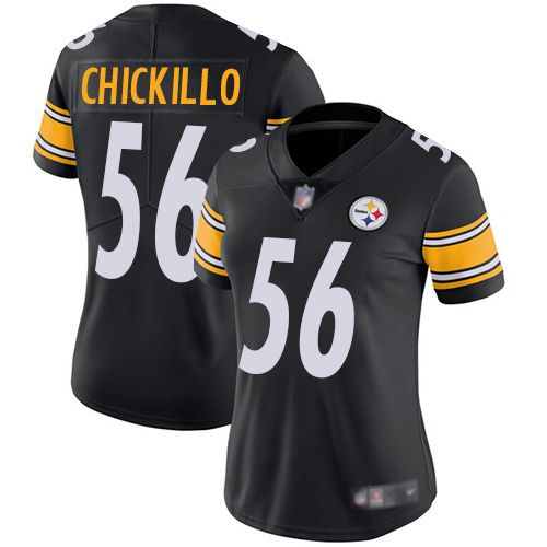 Women Pittsburgh Steelers Football 56 Limited Black Anthony Chickillo Home Vapor Nike NFL Jersey